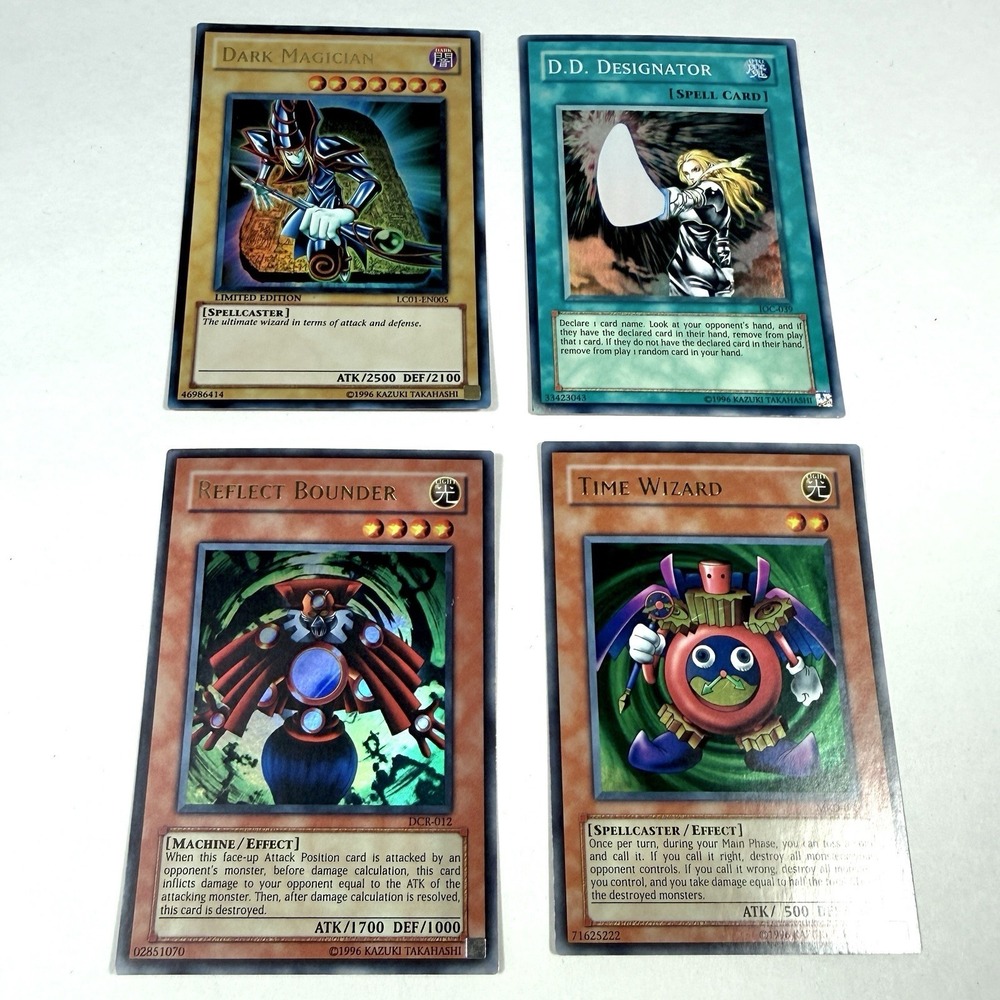 Yu-Gi-Oh Card Lot Dark Magician Time Wizard Gold Rare LC01 MRD 4 Cards